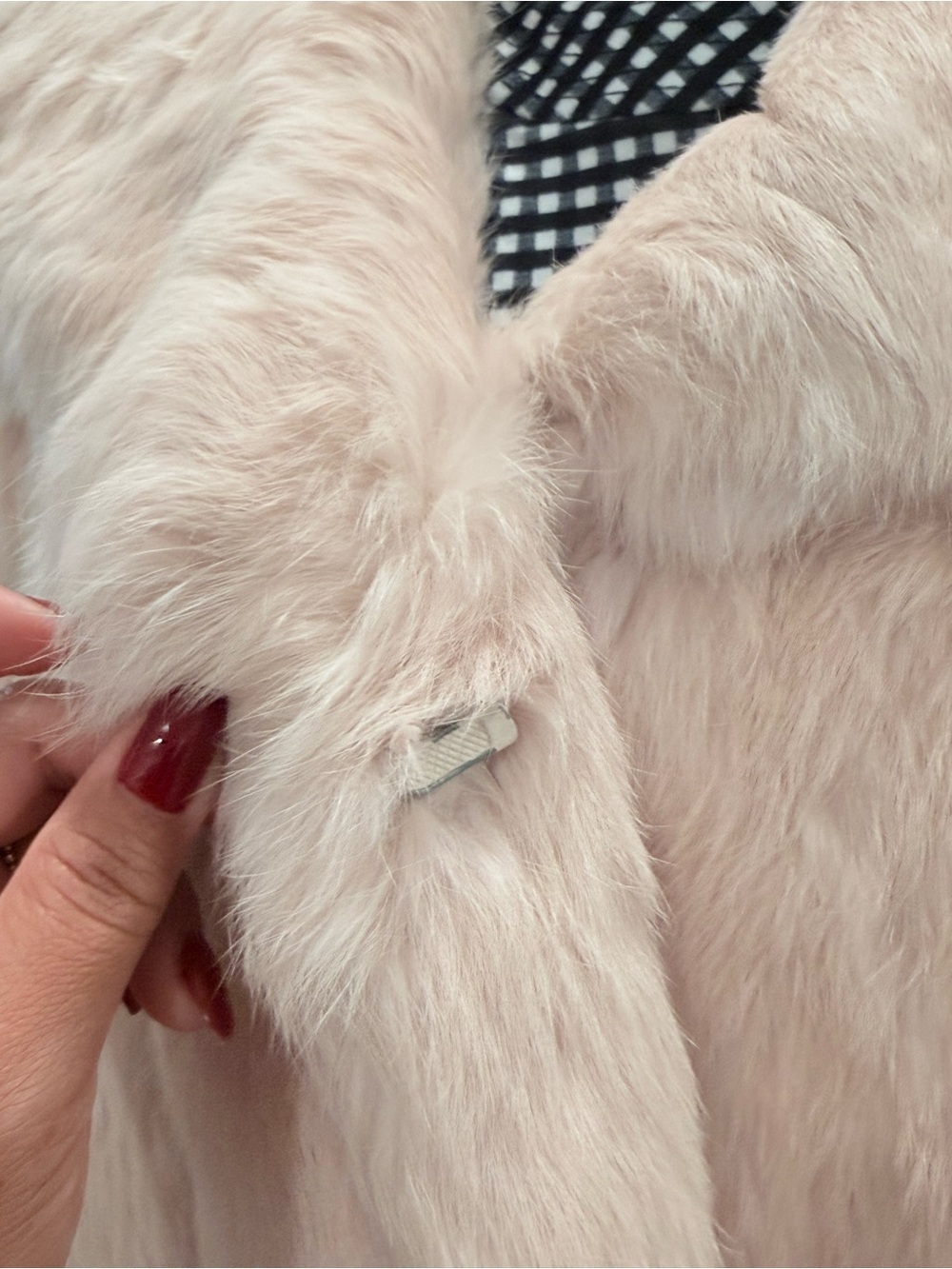 GUESS Blush Rabbit Fur Cropped Jacket - Picture 6 of 6